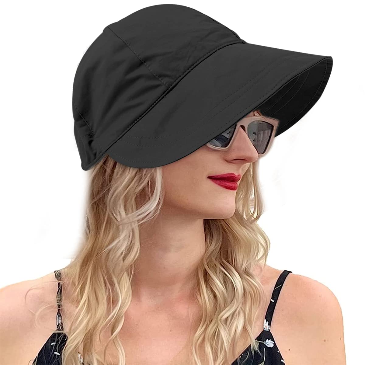 PALAY Bucket Hat for Women Sun Protection Wide Brim Summer Sun Hats for Women, Fashion Lightweight Quick Dry Cap Beach Hat - Adjustable Drawstring- Black PALAY Bucket Hat for Women Sun Protection Wide Brim Summer Sun Hats for Women, Fashion Lightweight Quick Dry Cap Beach Hat - Adjustable Drawstring- Black